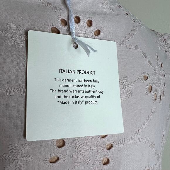 Valentina Naldi Top Womens Size Small Cotton Pink Embroidered Eyelet Flutter New - Picture 8 of 10